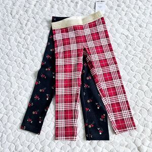 New Carters 2T pants little girls plaid mistletoe leggings